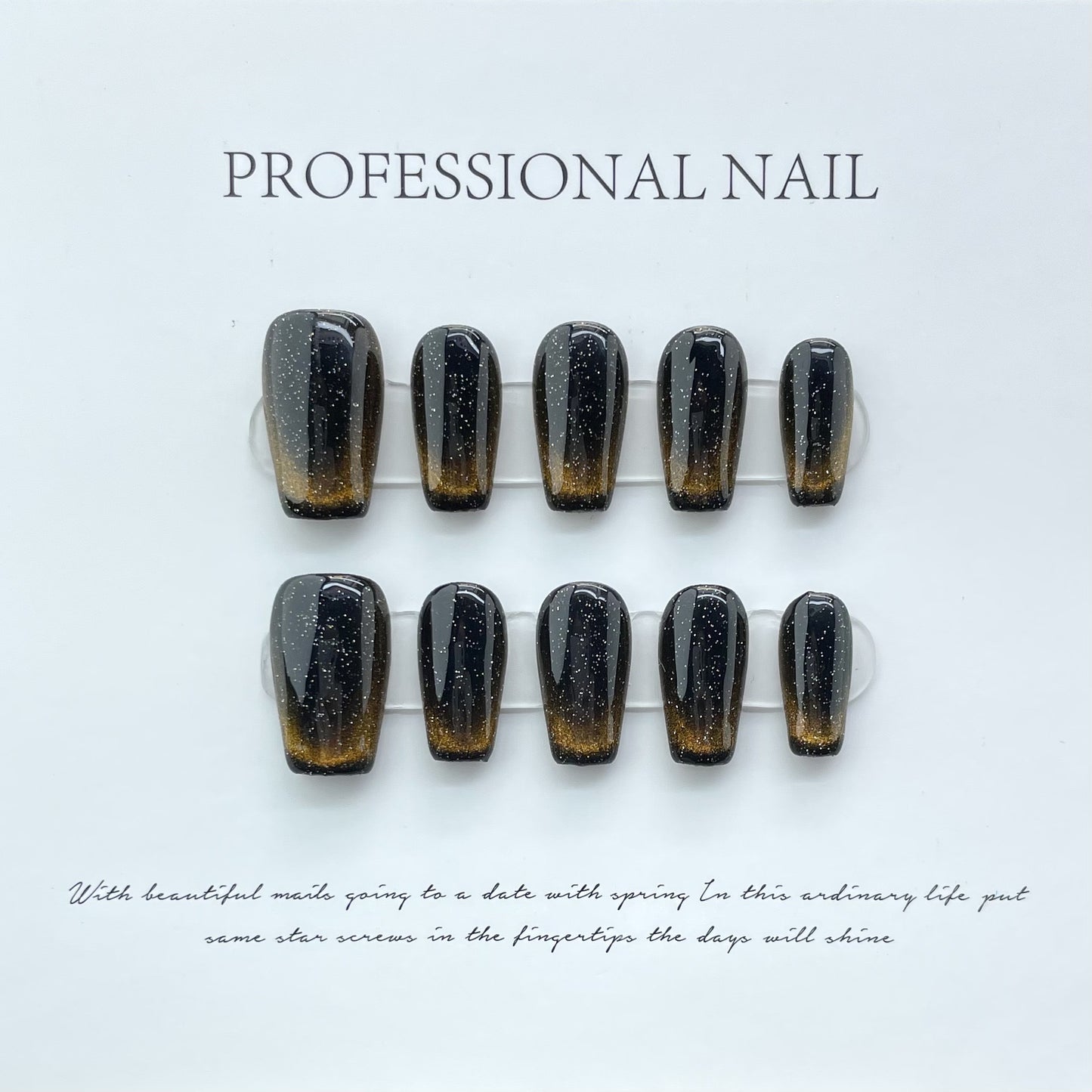 Black And Gold Ombre Nails