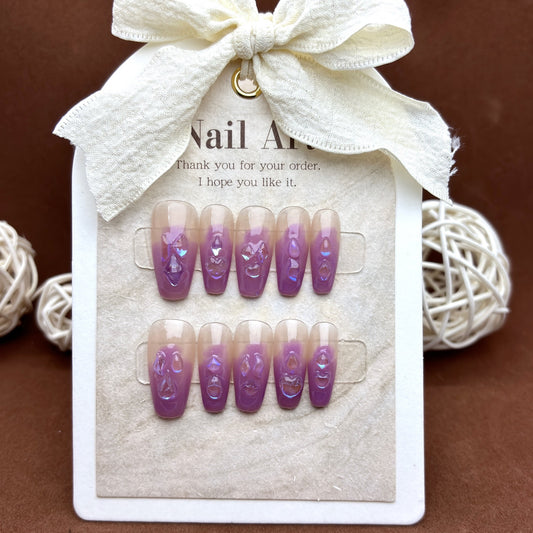 Glitter Purple Ombre Nails