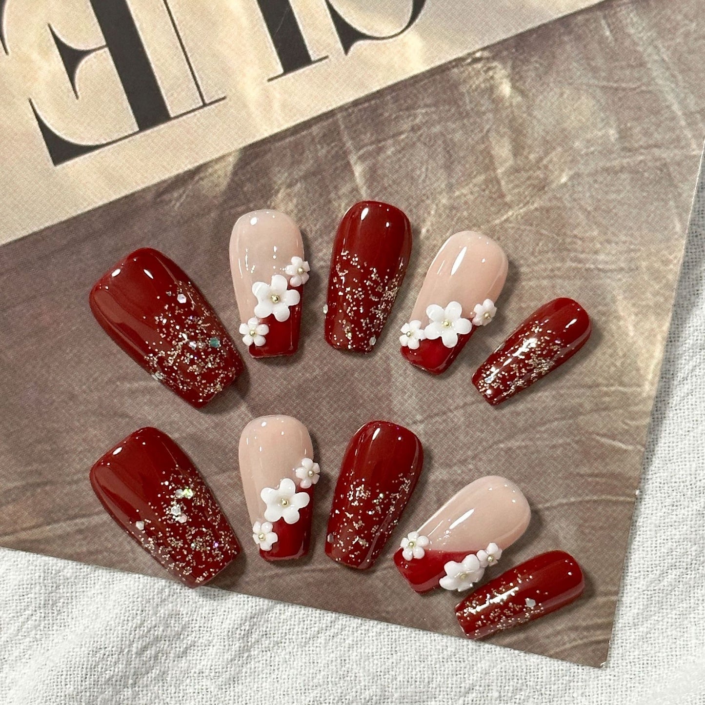 Red Glitter Ombre Nails