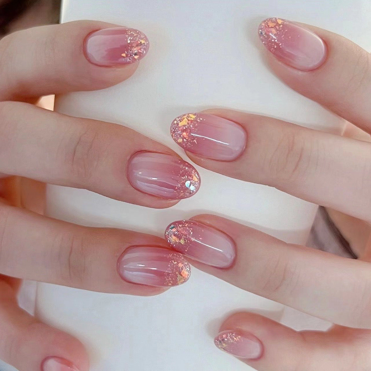 golden pink nails