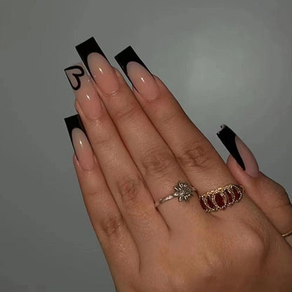 pink nails with black tips