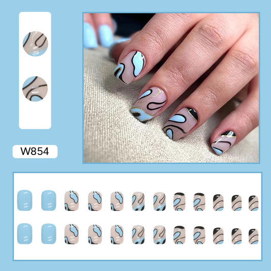 blue swirl nails short