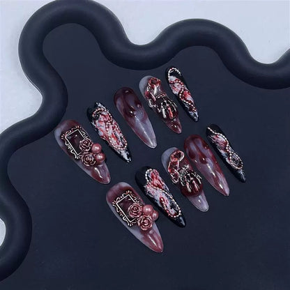 Halloween Blood Nails Metallic Long Witch