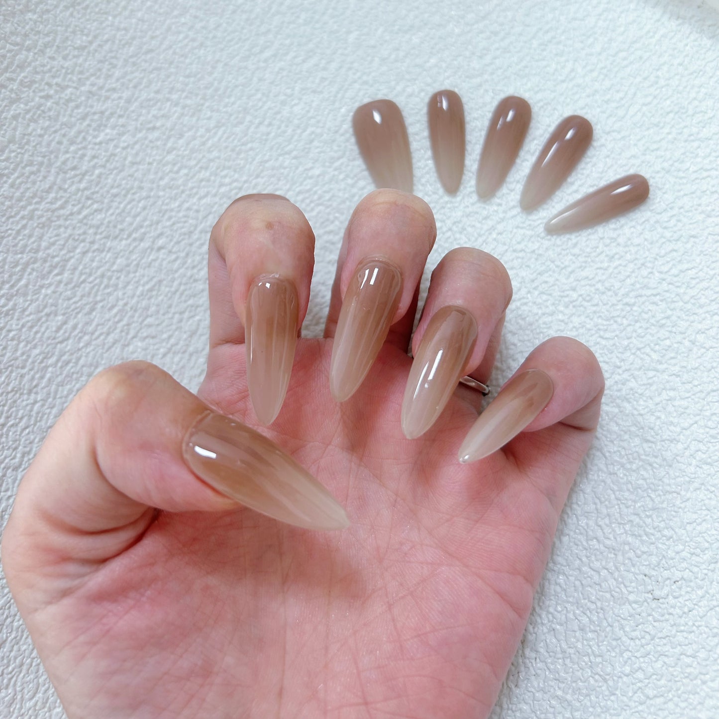 Ombre Brown Nails Simple Stiletto Art