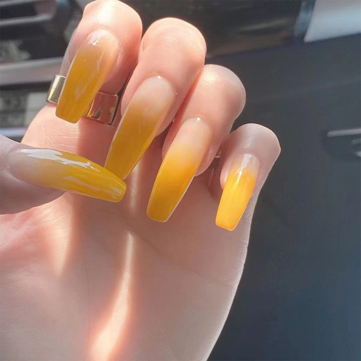 Summer Yellow Ombre Nails