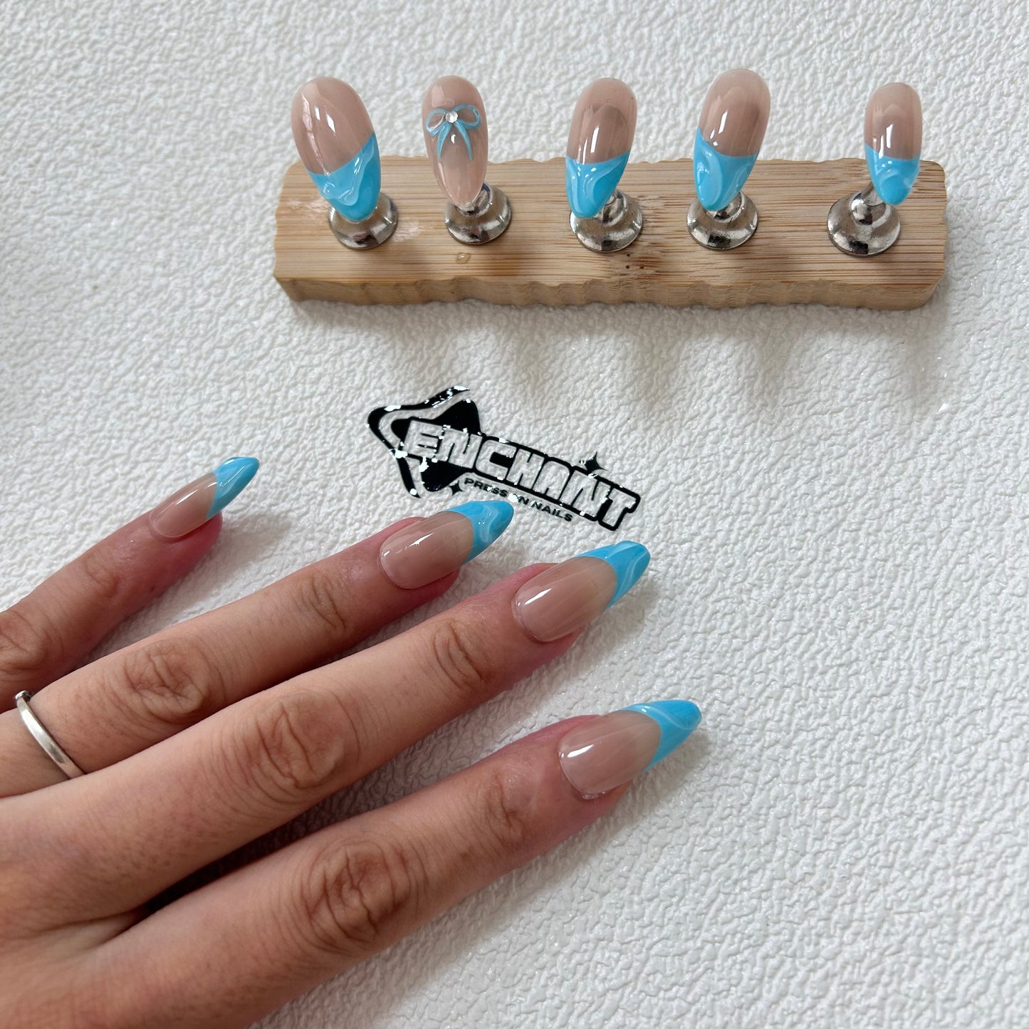 Sky Blue Nail Designs French Sweet