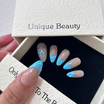 Sky Blue Nail Designs French Sweet