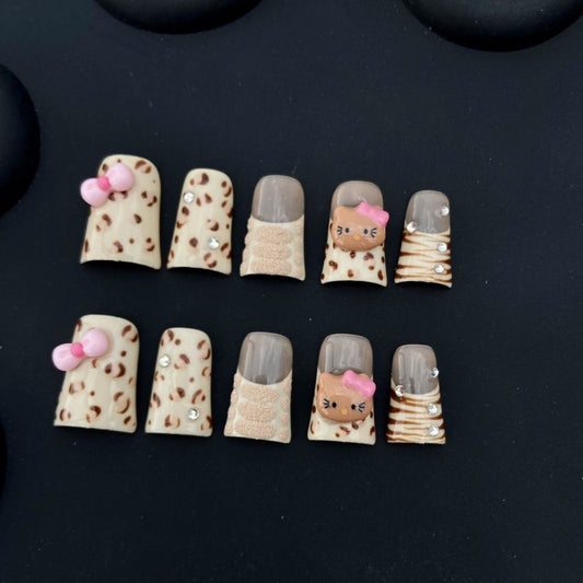 Cute Leopard Print Duck Nails