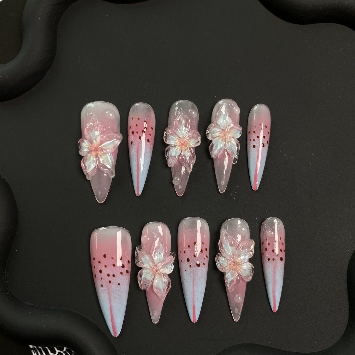 3D Orchid Pink Stiletto Ombre Nails