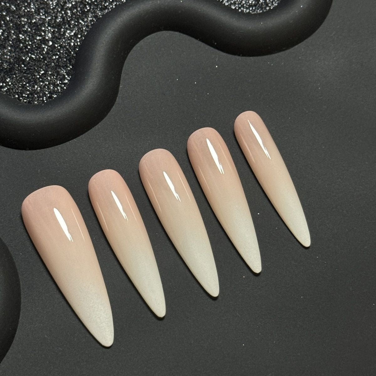 Nude Long Stiletto Ombre Nails