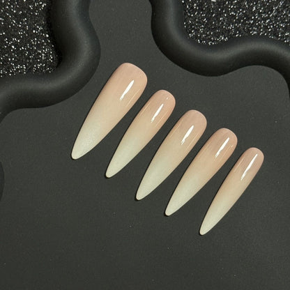 Nude Long Stiletto Ombre Nails