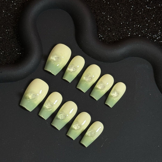 Matcha 3D Coffin Ombre Nails