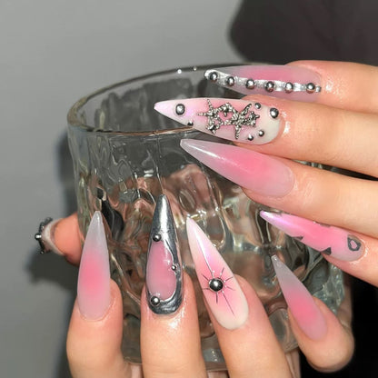 Blush Y2k Stiletto Ombre Nails