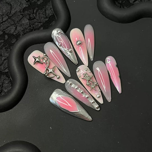 Blush Y2k Stiletto Ombre Nails