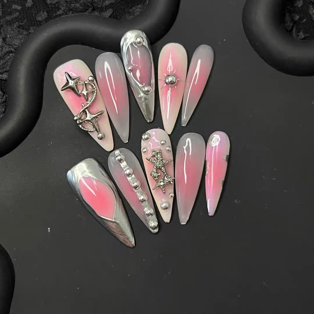 Blush Y2k Stiletto Ombre Nails