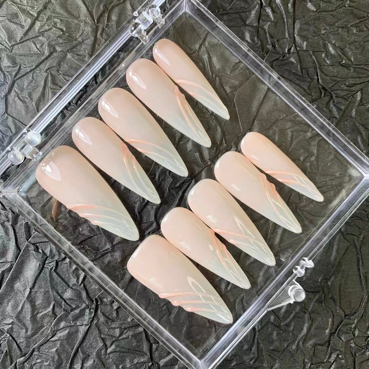 Apricot 3D Swirl Stiletto Ombre Nails