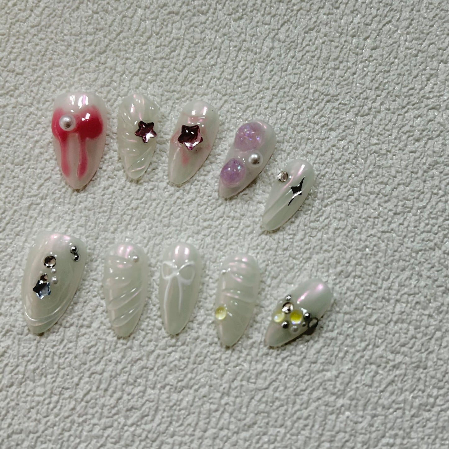 Pearl White Nail Designs Cute Almond