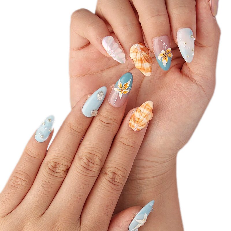 Summer Beach Nails Seashell Hawaii Acrylic