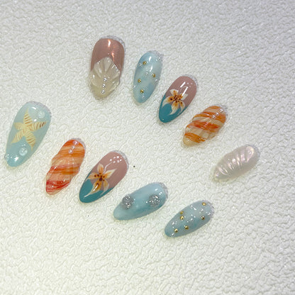 Summer Beach Nails Seashell Hawaii Acrylic