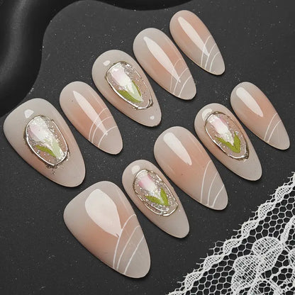 Tulip Almond Nude Ombre Nails