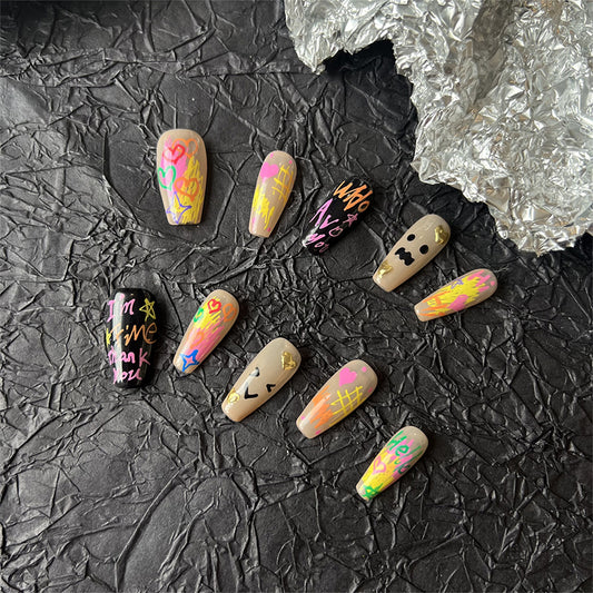 Graffiti Nails Hand Painted Art Coffin