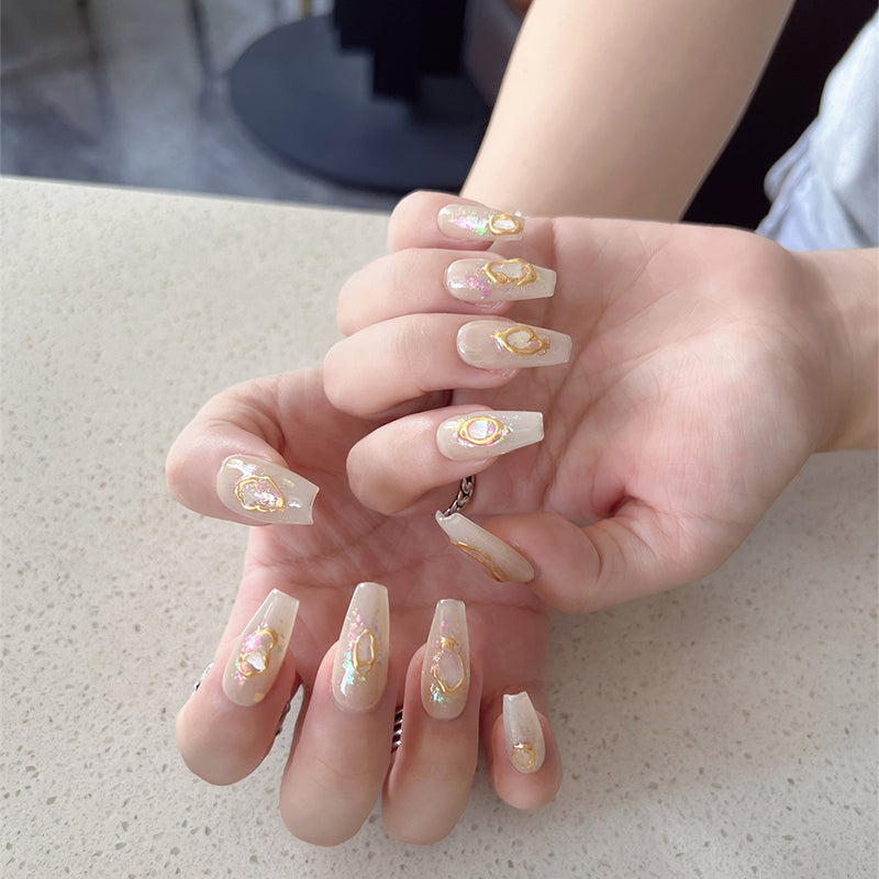 White Gold Ombre Nails with Glitter