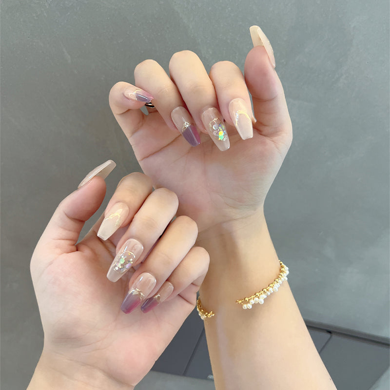 Light Purple Acrylic Nails Ombre Glitter Idea