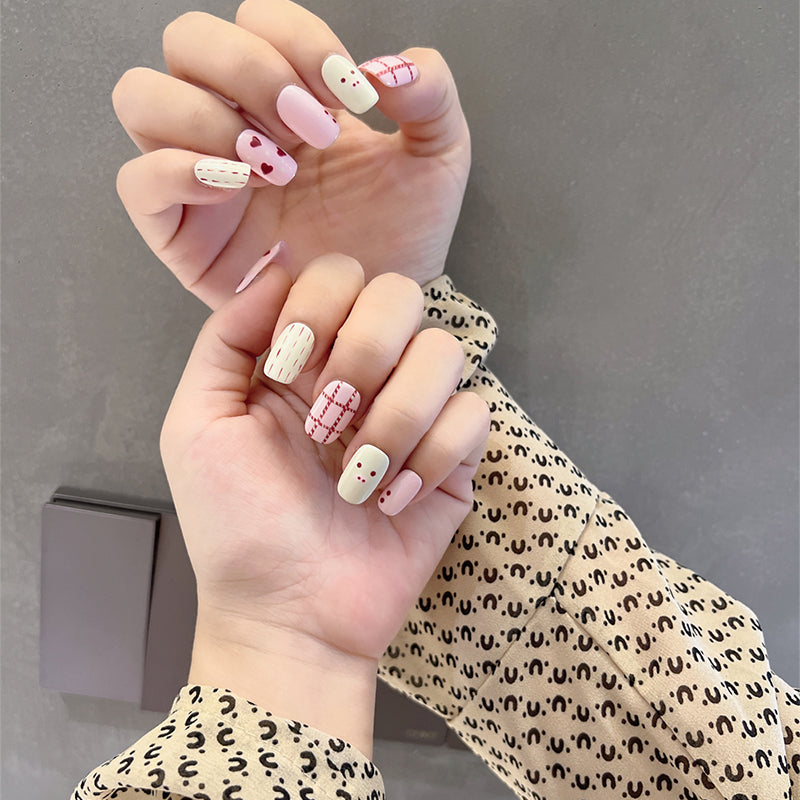 Pink Heart Nails Sweet Valentine