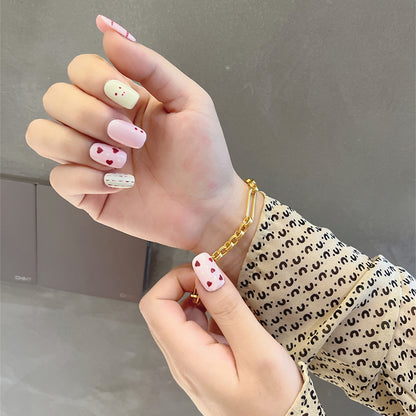 Pink Heart Nails Sweet Valentine