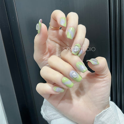 Nail Pastel Green Ombre Art Beach