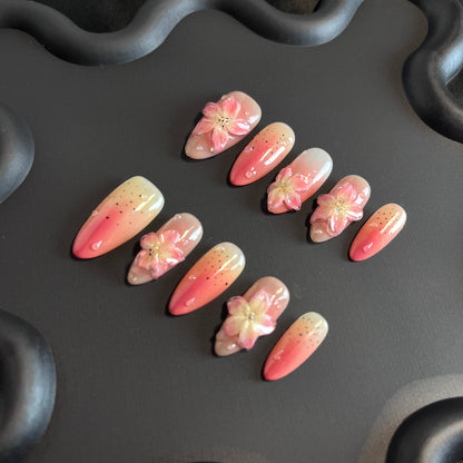 Orchid Almond Pink Ombre Nails