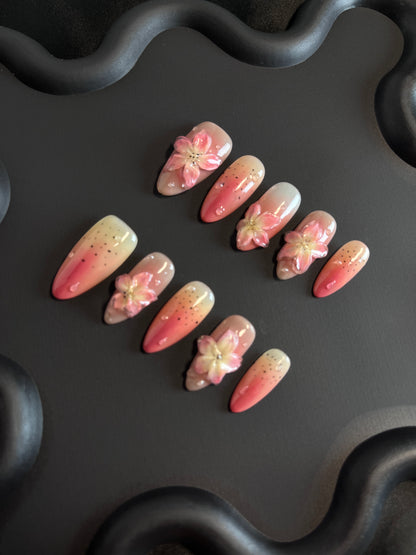 Orchid Almond Pink Ombre Nails