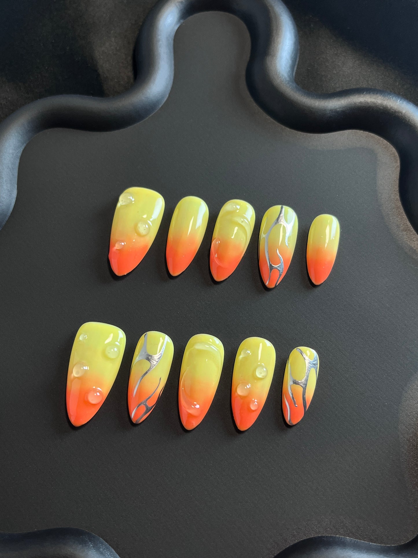 Tequila Sunrise 3D Almond Ombre Nails