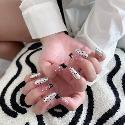 Silver Prom Nail Polka Dot Designs