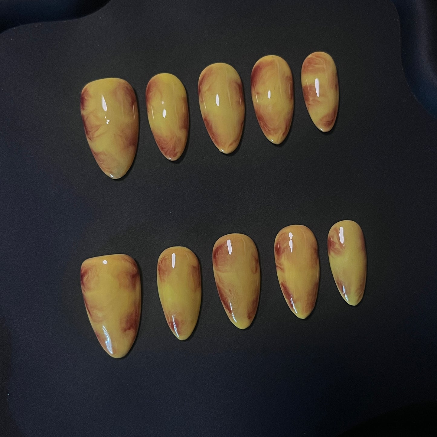 Amber Marble Almond Ombre Nails