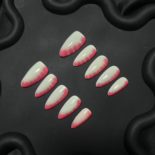 Pink Crocodile Almond Ombre Nails