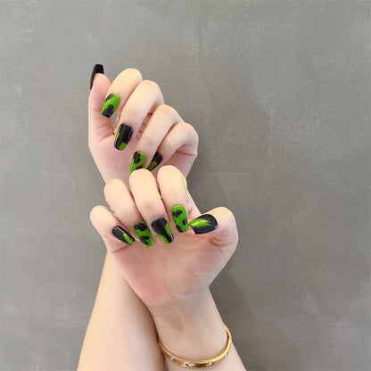 Green Camo Nails Short Coffin Press on