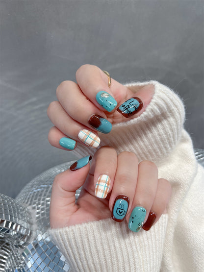 Turquoise Western Nails Summer Short Square