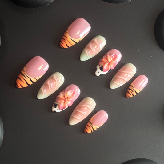 Tiger And Flowe Almond Pink Ombre Nails