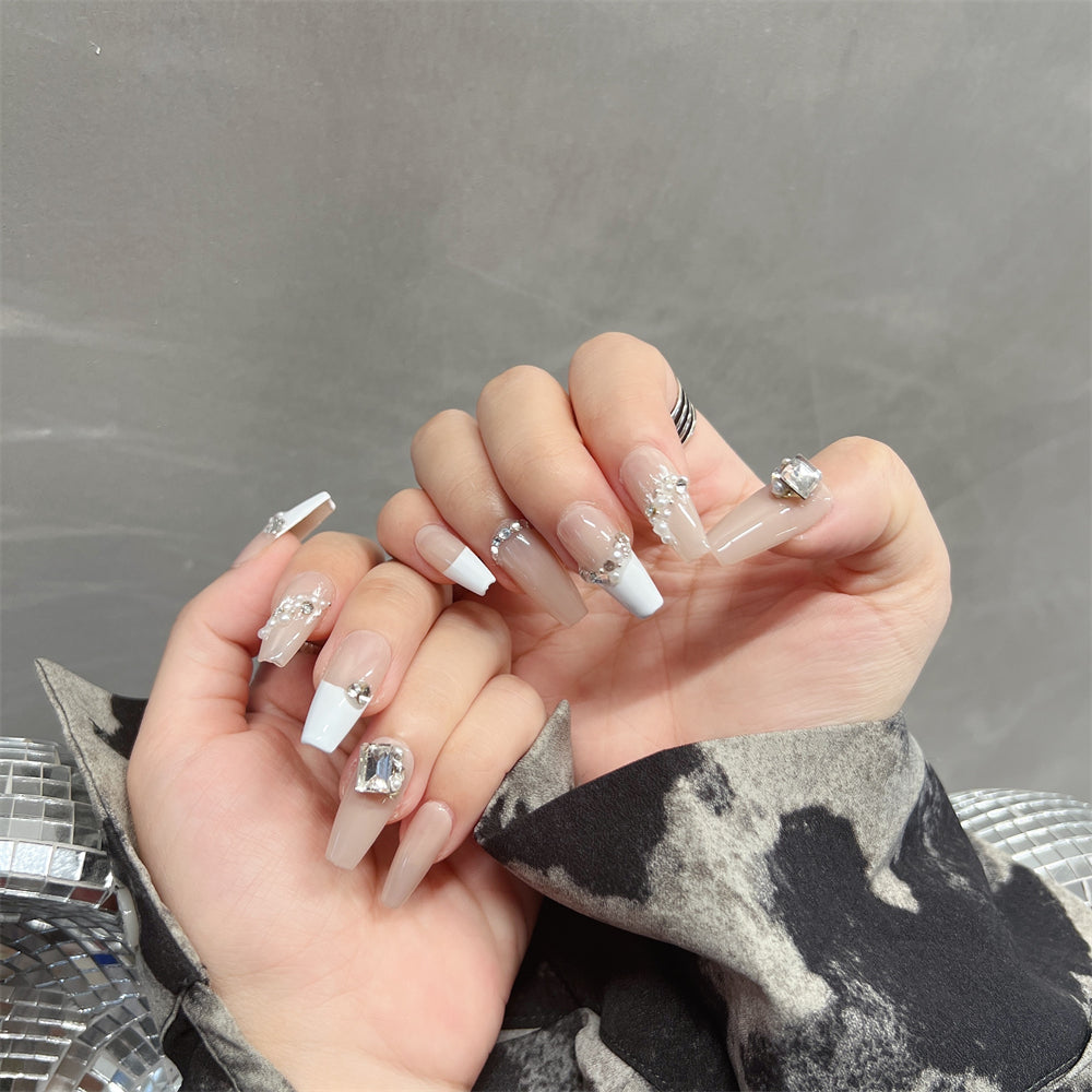 Cow Print Coffin Nails Cute With Diamonds