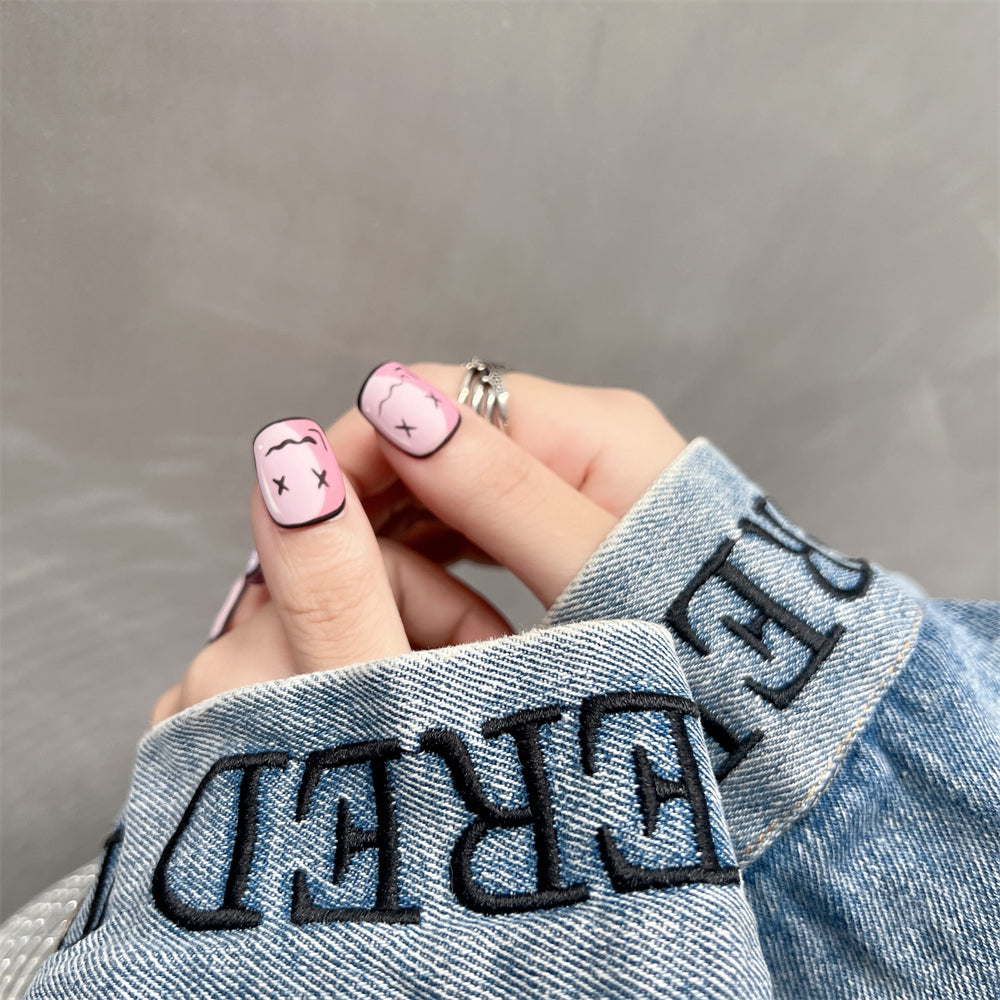 Pink Pop Art Nails Short Press On