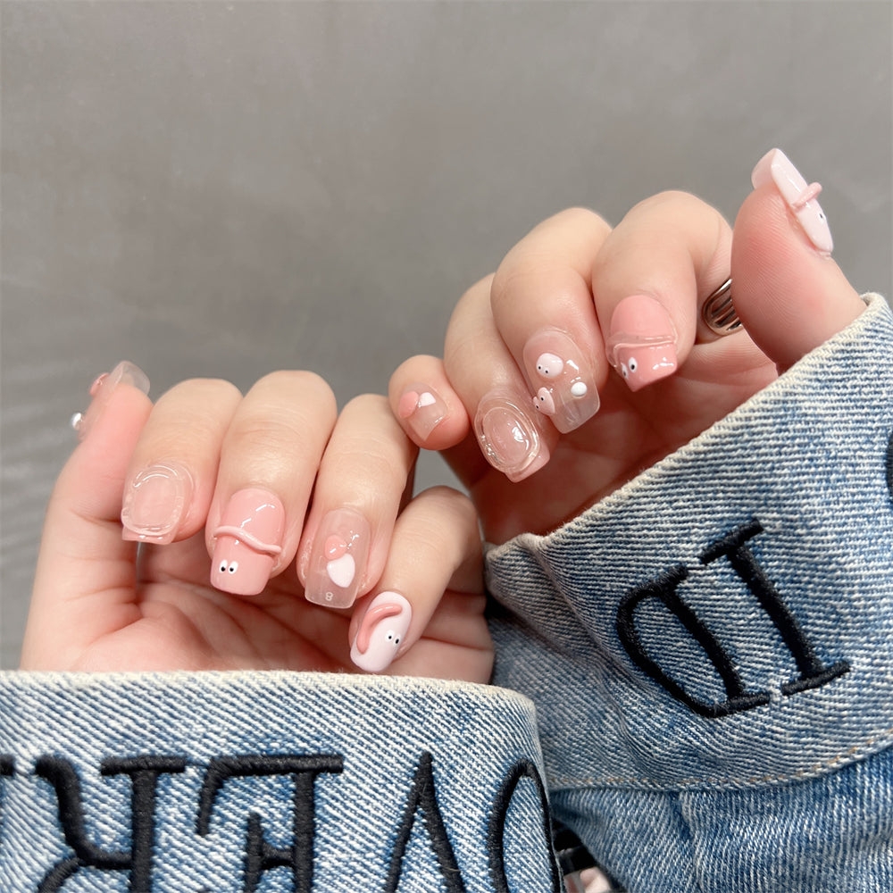 Pink Kawaii Nails Cute Short Acrylic