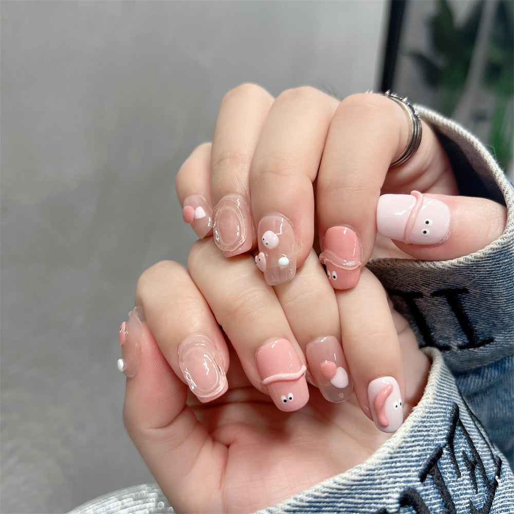 Pink Kawaii Nails Cute Short Acrylic