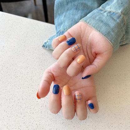 Royal Blue and Orange Nails Plaid Short