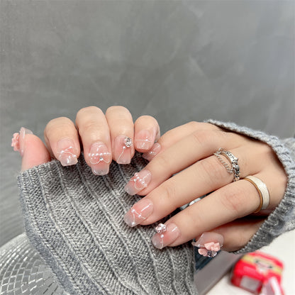 Blush Pink Nails Wedding Korean Art