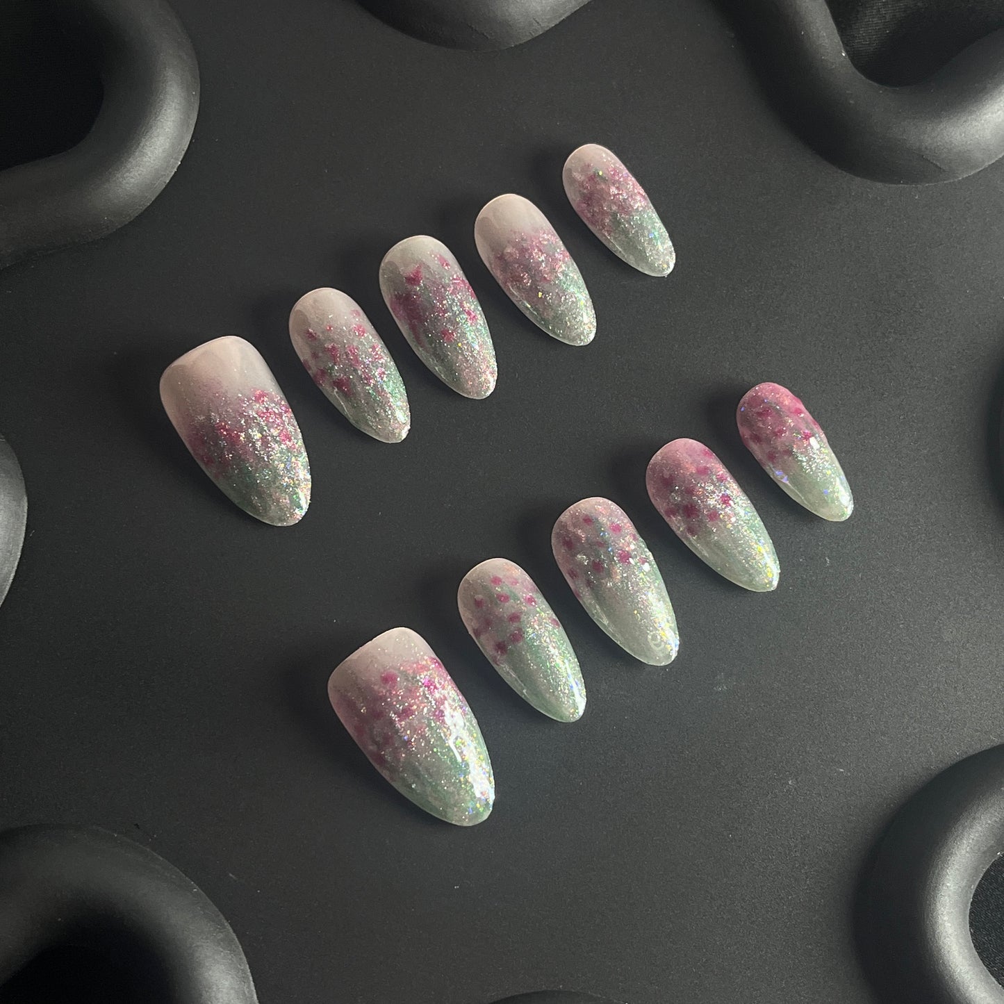 Fairy Glitter Almond Ombre Nails