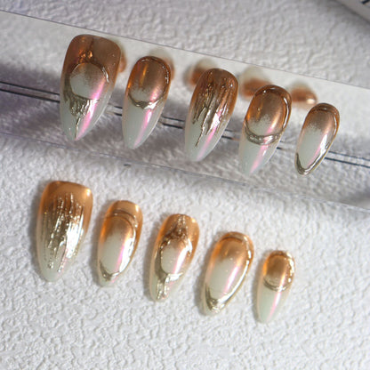 Gold Ombre Nails Chrome Press on