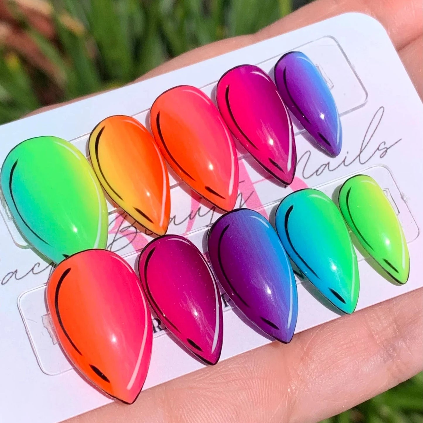 Rainbow Ombre Nails Pop Art Press on