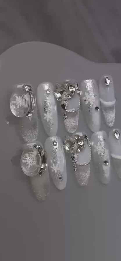 White Snowflake Nails