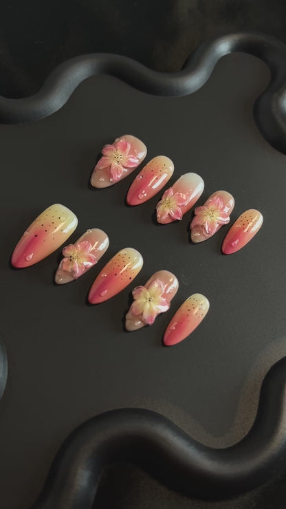 Orchid Almond Pink Ombre Nails